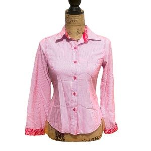 Confess Red Button-Down Striped Shirt